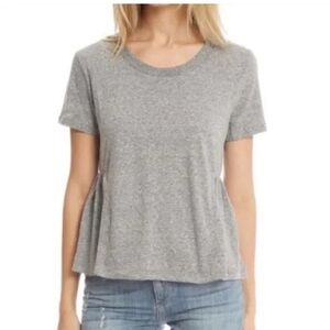 Current/Elliott Size 0/XS Gray Scoop Neck Peplum Ruffle Tee